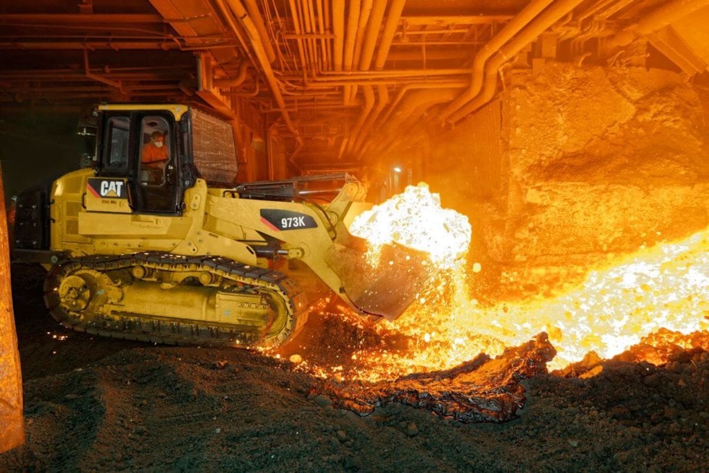 973K Track Loader equipped to work in the heat of a steel mill